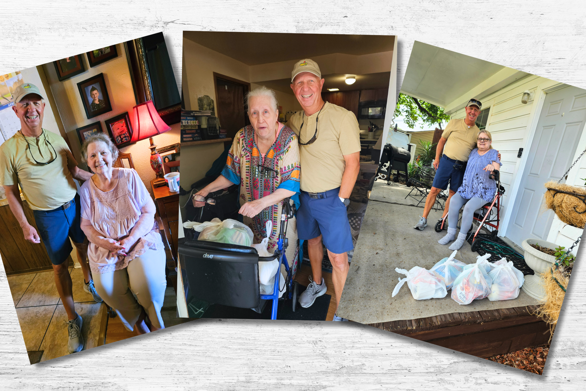 David, a CCA volunteer, visiting with local seniors and delivering groceries from the food pantry